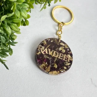 Round -Shaped Resin Keychain (1.5inch) | Rose Flower Preservation