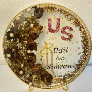 Lotus Flower Preserved in Round Resin Frame