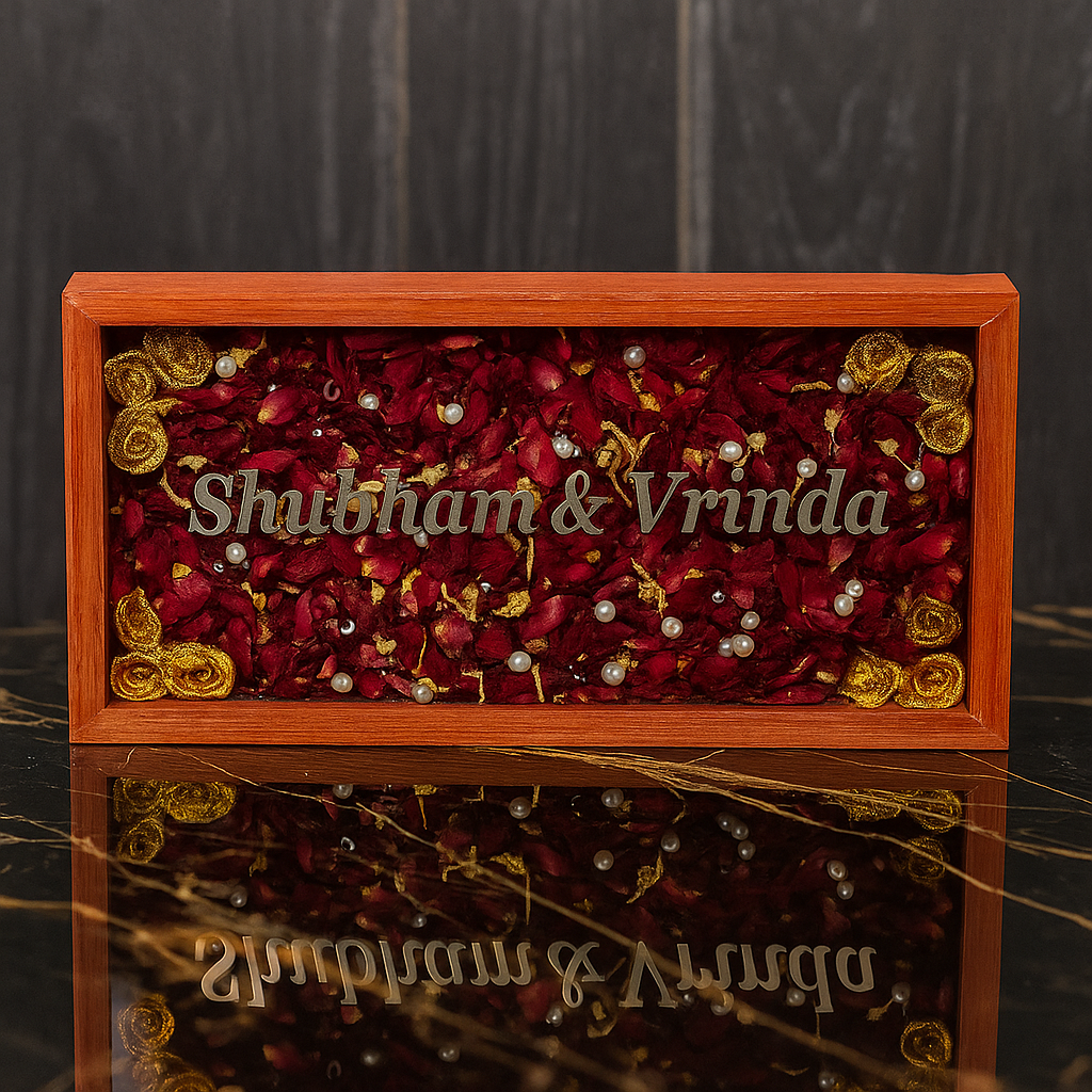 Shaadi Varmala Preservation Teakwood Rectangular Nameplate