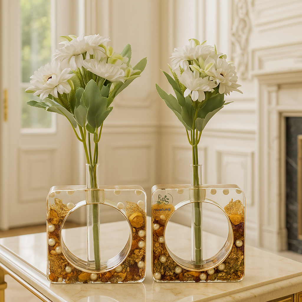 Elegant Square Wedding Flower Preserved Resin Flower Stands