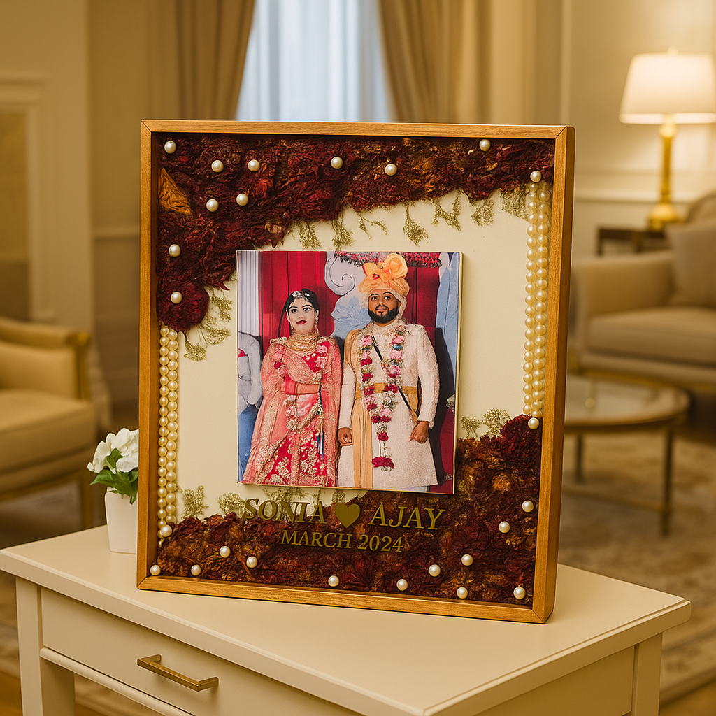 Resin Wedding Photo Frame with Varmala Preservation – 15×18 Inch