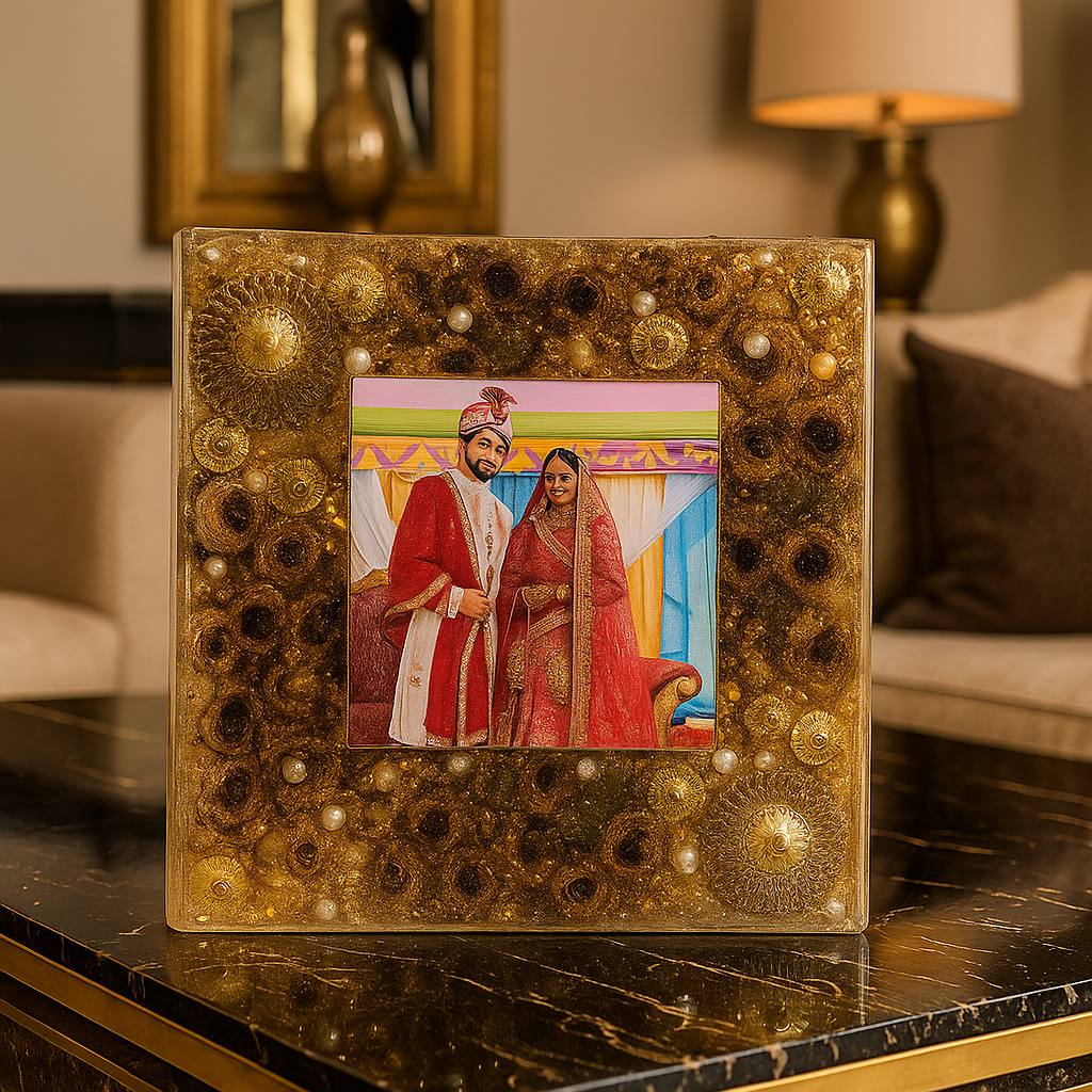 Wedding Varmala Preservation with Kaleeras – Deep Cast Resin Photo Frame