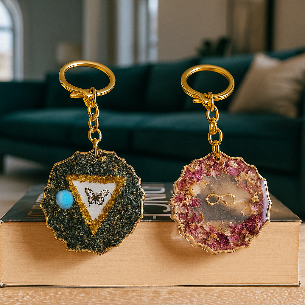 Keychain set with beautiful flower preservation