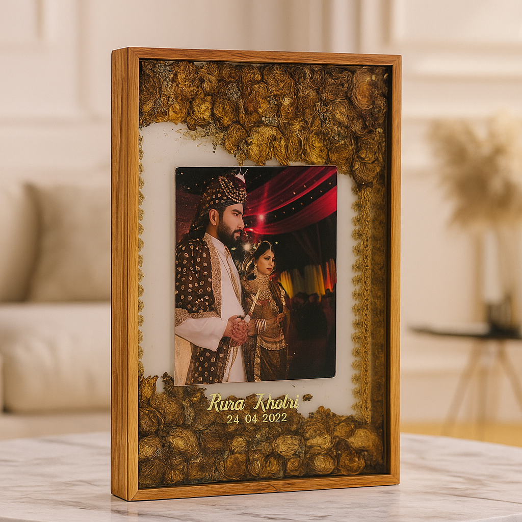 Resin Flower Preservation with Wedding Photo ( 12 inch by 15 inch )