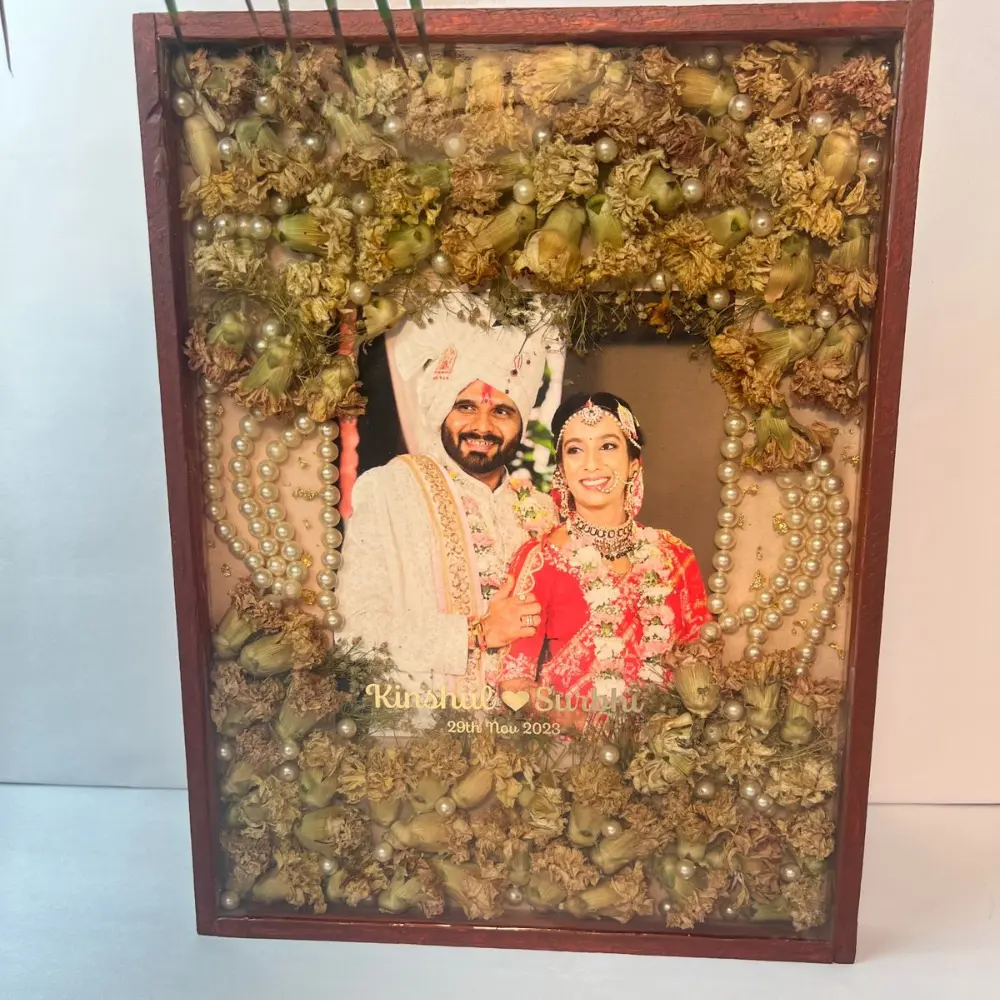 Yellow Garland Preserve in Epoxy Frame | Resin Wall Decor Item