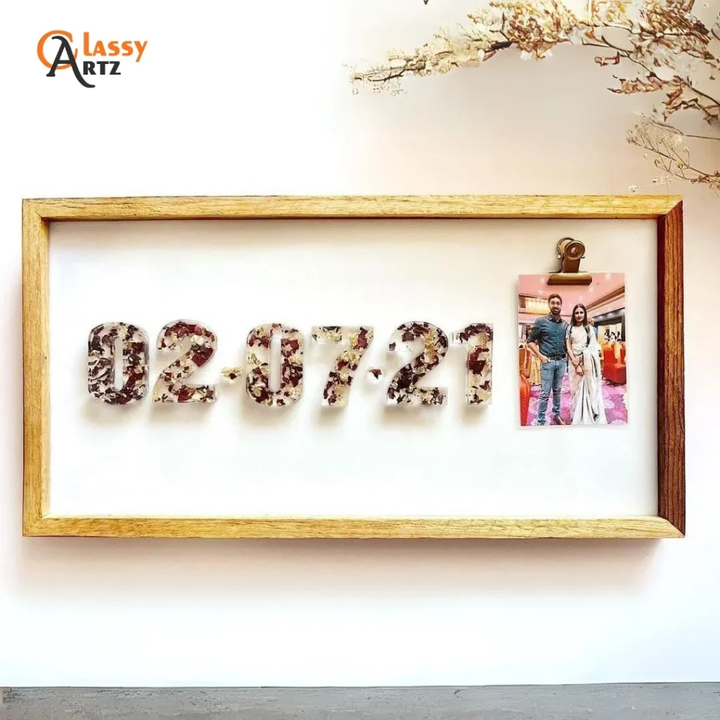 Preserve Wedding Flowers with Date & Couple Photo (14×6 Inch)