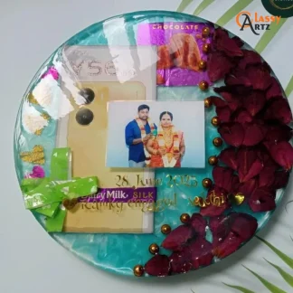 Resin Round Varmala Preservation Photo Frame