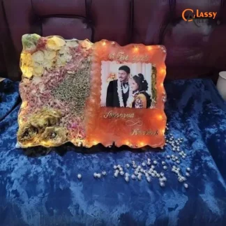 Zig-Zag Wedding Varmala Preservation Frame with Cork Lights