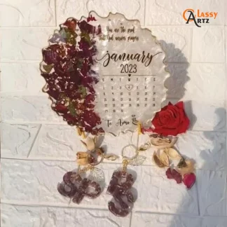 Resin Jaimala Preservation with Wedding Date Calendar (8.5 Inch)