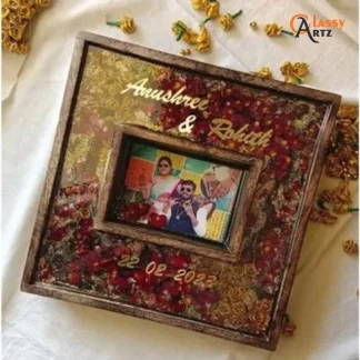 Square Wedding Flowers Resin Photo Frame – 12 Inch