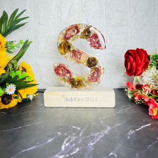 Resin varmala preservation name initials with LED wooden stand