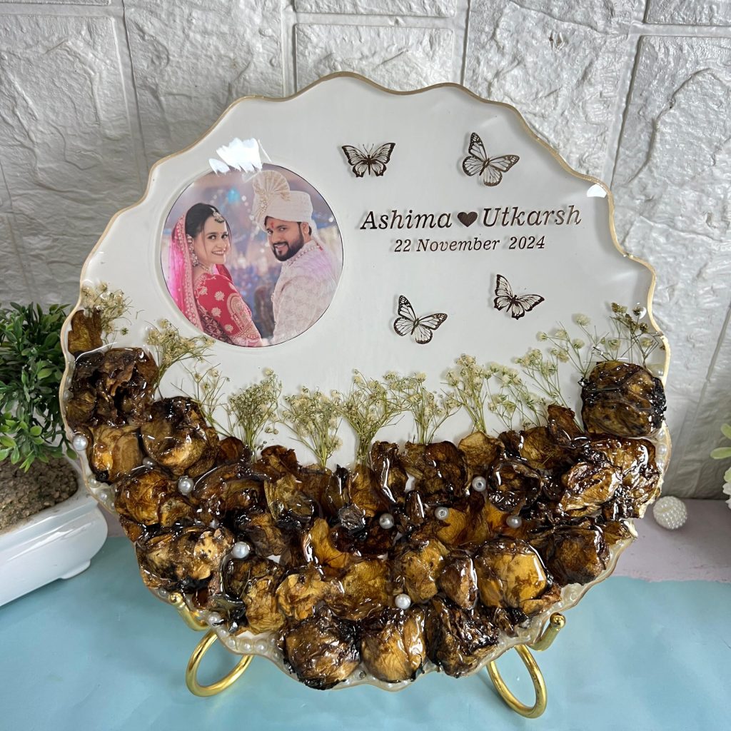 Wedding Garland Preservation In 8 Inch Deep Casting Zigzag Resin Frame