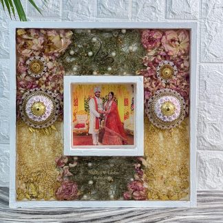 Double Wooden Wedding Garland Preservation Frame (14-Inch)