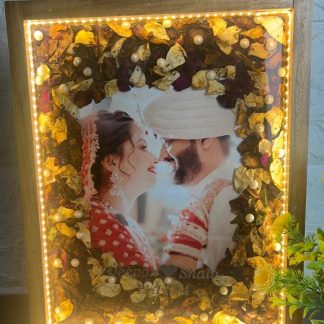 (12by15-Inch ) Custom Resin Wedding Frame with Varmala Flowers & Photo