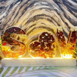 Resin Varmala Preservation | ( 6- Inch) Name Initials LED Lamp