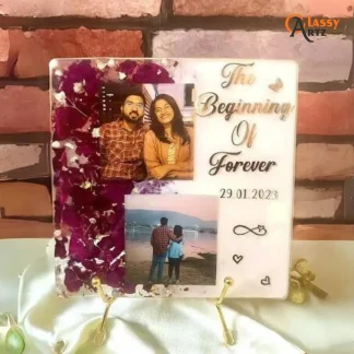 Resin Wedding Varmala Preservation in Square Frame (8 Inch)