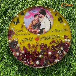 Epoxy Resin Jaimala Preservation Couple Photo Frame (8,12 Inch)