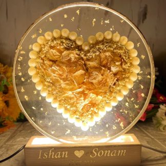 8-inch round frame with pearls border & LED stand