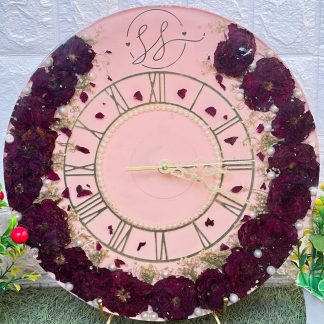 Wedding Flower Preservation Resin Wall Clock – 14 Inch