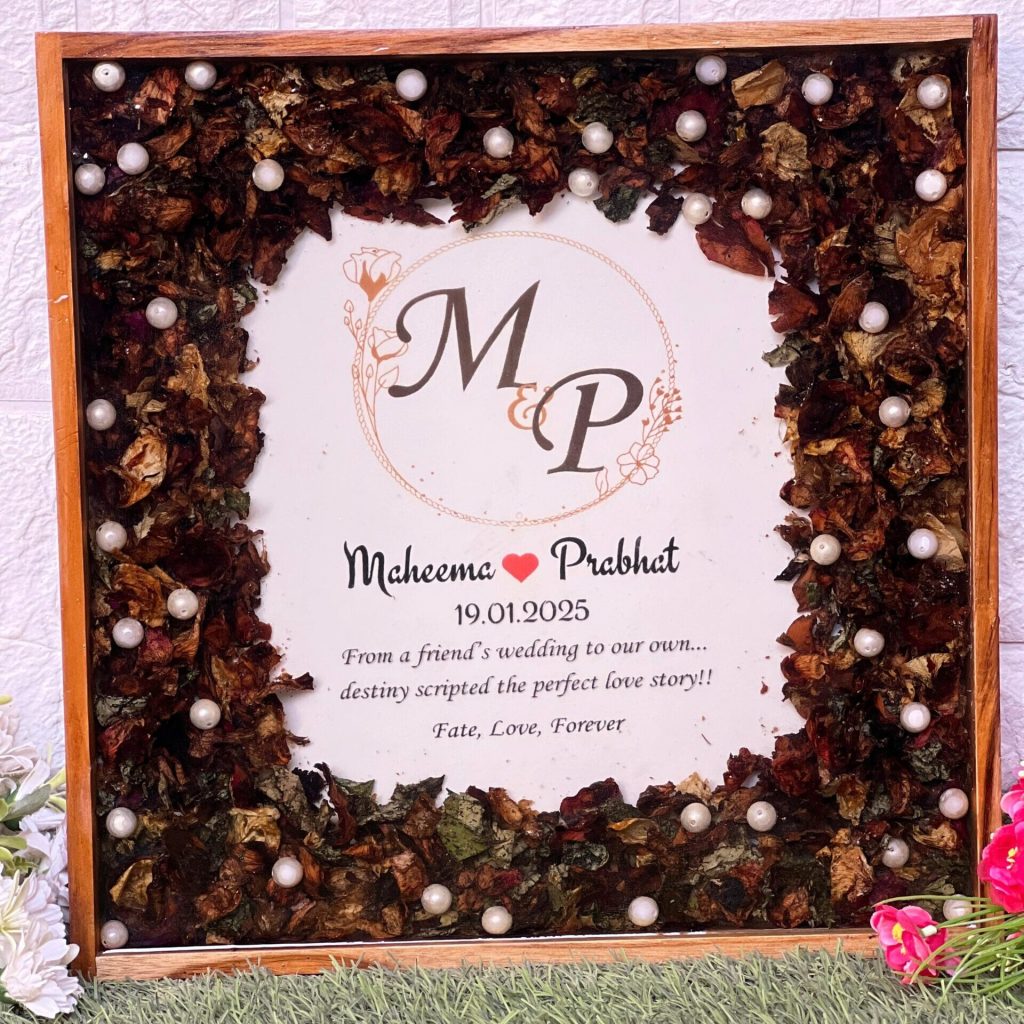 Wedding Garland Preservation Resin Frame with Card – 14×14 Inch