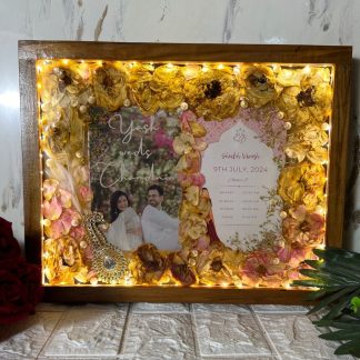 LED Wooden Frame with Wedding Memories Preservation (12x15 Inch)