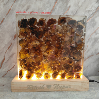 Varmala Flowers Preservation in Resin LED Lamp (10x10 Inch)