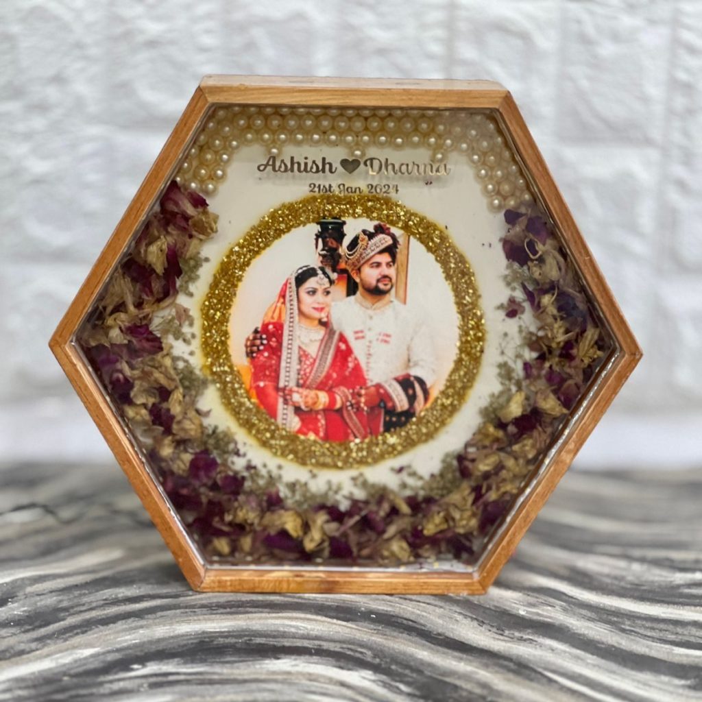 Wooden LED Frame with Garland Preservation ( 12 inch )