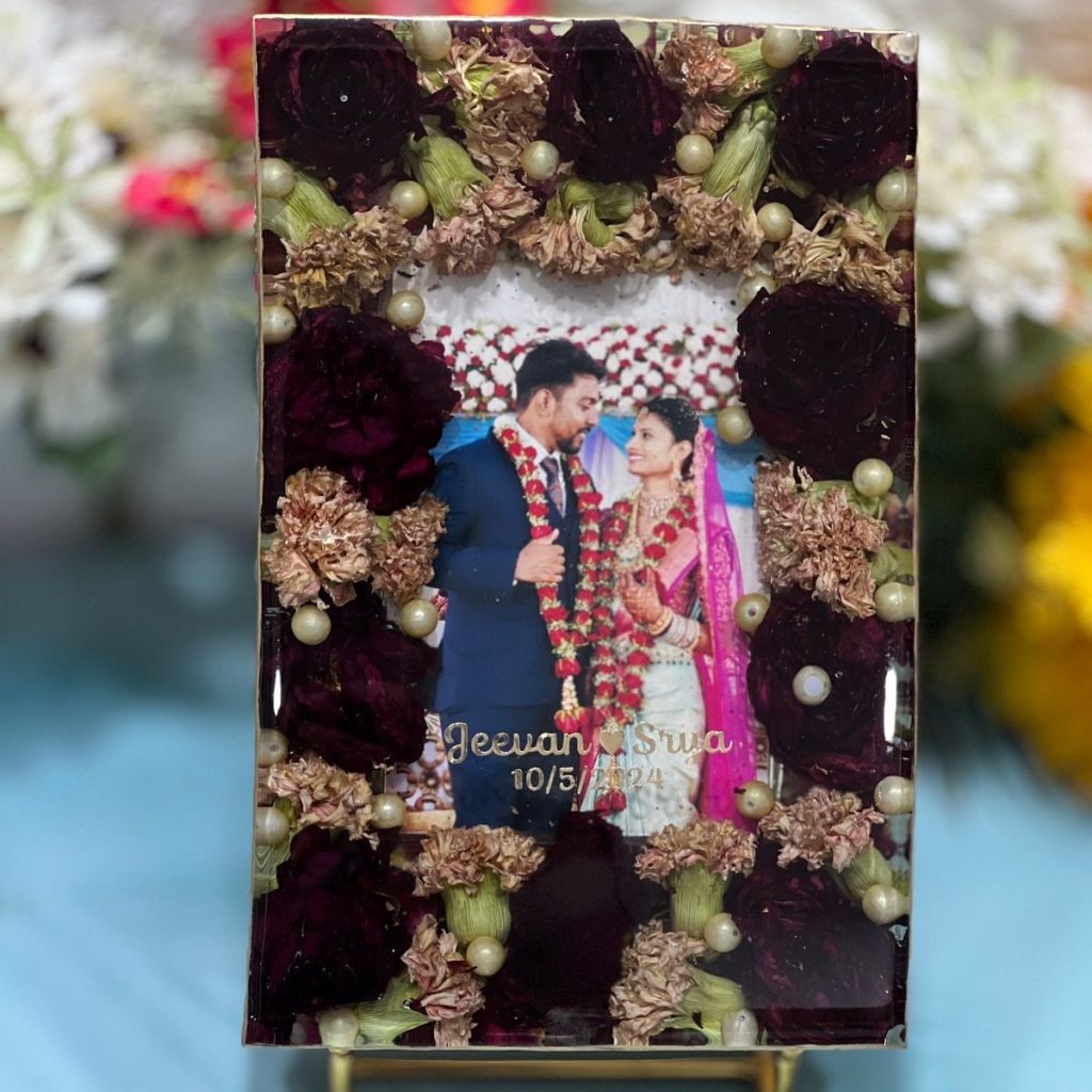 Wedding Garland Preservation in Rectangular Epoxy Frame