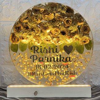 Epoxy Resin Preservation Frame with Wedding Garland | (12- Inch ) Varmala LED Lamp