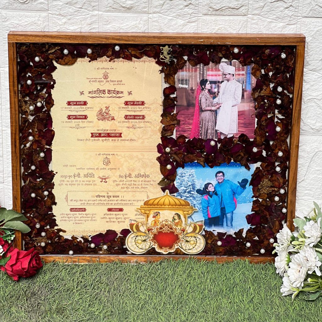 Resin Frame with Wedding Card and Varmala Preservation – 15×18 Inch