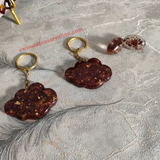 Resin Double Keychain and Earrings Combo