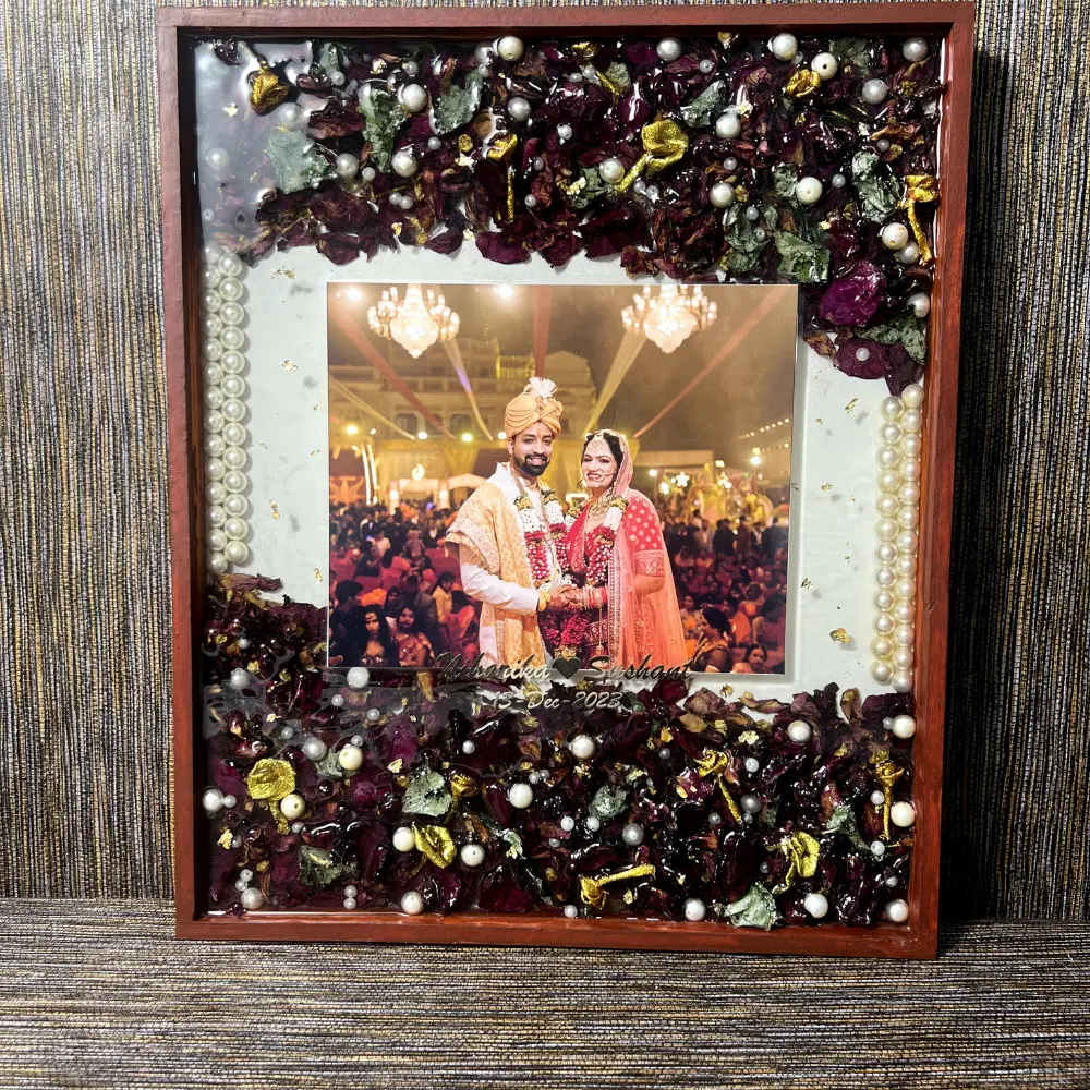 Resin Wedding Jaimala Preservation | Wedding Couple Photo Frame (15×18 Inch)