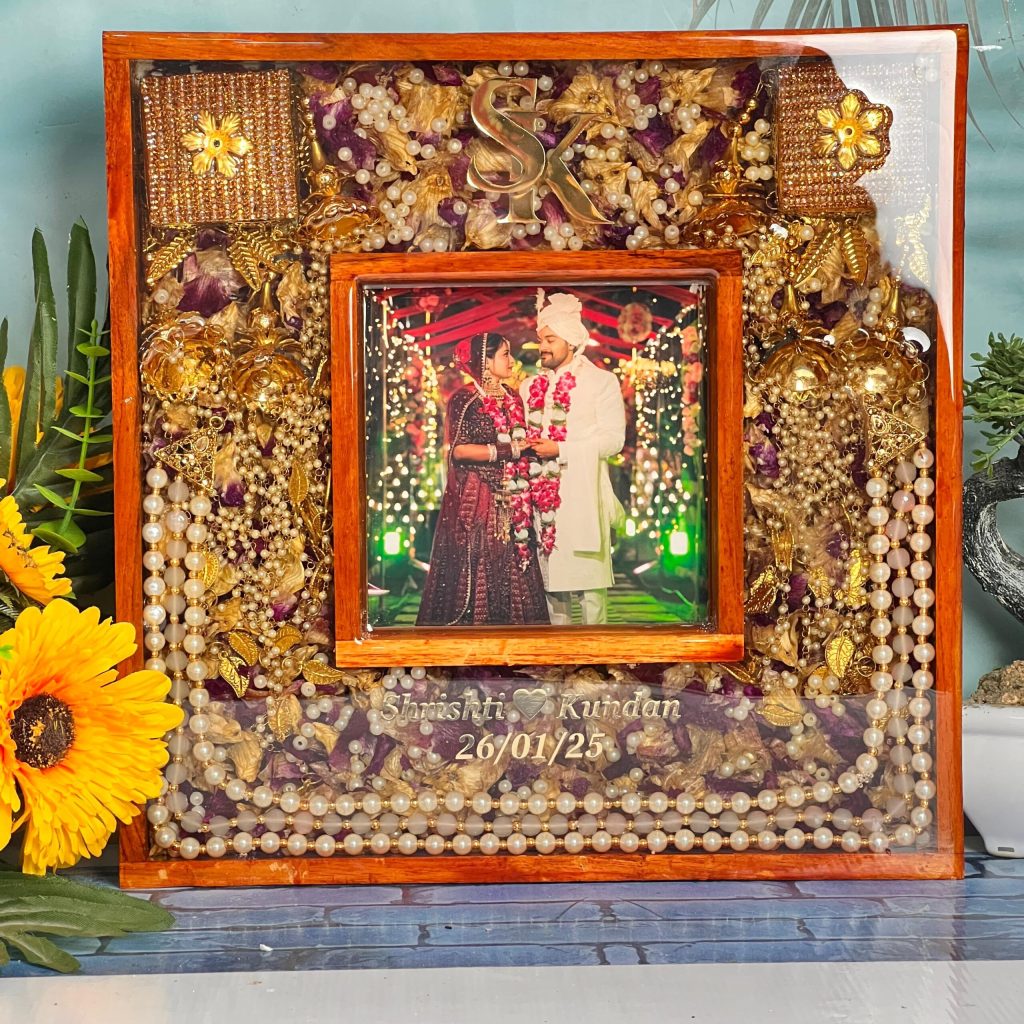 12×12 Marriage Mala Resin Teakwood Frame