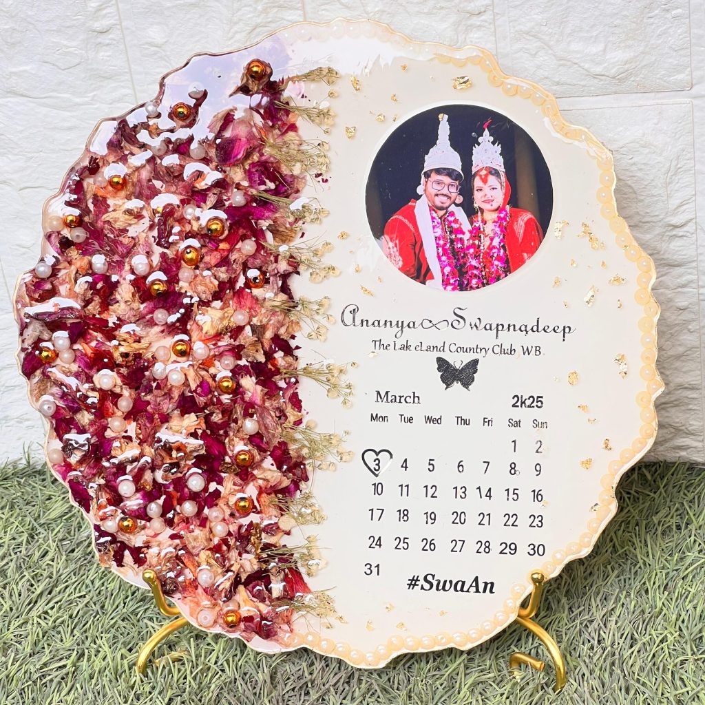 Wedding Date Calendar Resin Memory Frame – 8 Inch