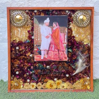 Wooden Wedding Varmala Flower Preservation Frame – 14×14 Inch