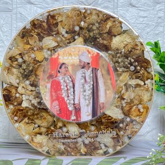 Round Wedding Photo Frame with Varmala Preservation – 8 Inch