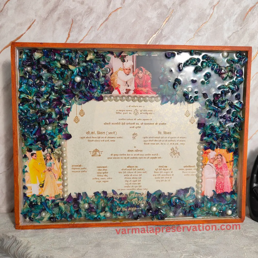 Wedding Card & Garland Preservation in Rectangle Resin Frame (15×18 Inch)