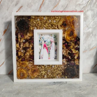 Varmala Flower Preservation in Luxury Resin Wooden Photo Frame (10 inches)