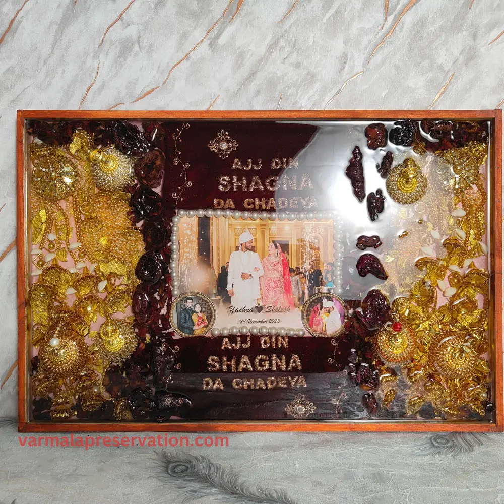 Rectangle Wedding Varmala & Kaleere Preservation Frame (16x24 Inch)