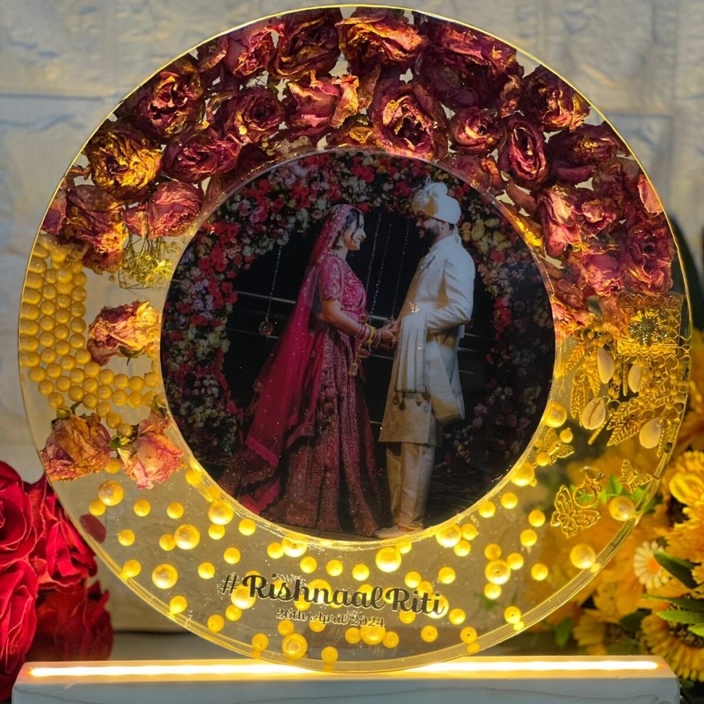 Wedding Rose Preservation | Resin LED Photo Frame (12- Inch)