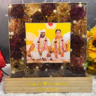 Resin Preserved Flowers in Square Photo Frame ( 8 inch )