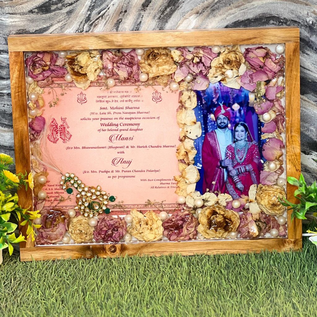 Wedding Invitation Photo & Flower Preservation Resin Frame – 12×15 Inch