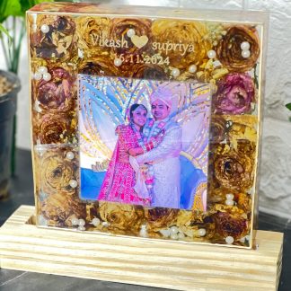Varmala Preservation Resin Frame with LED Wooden Stand