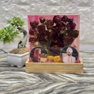 Rose Preserved Resin Photo Frame – 8 Inch