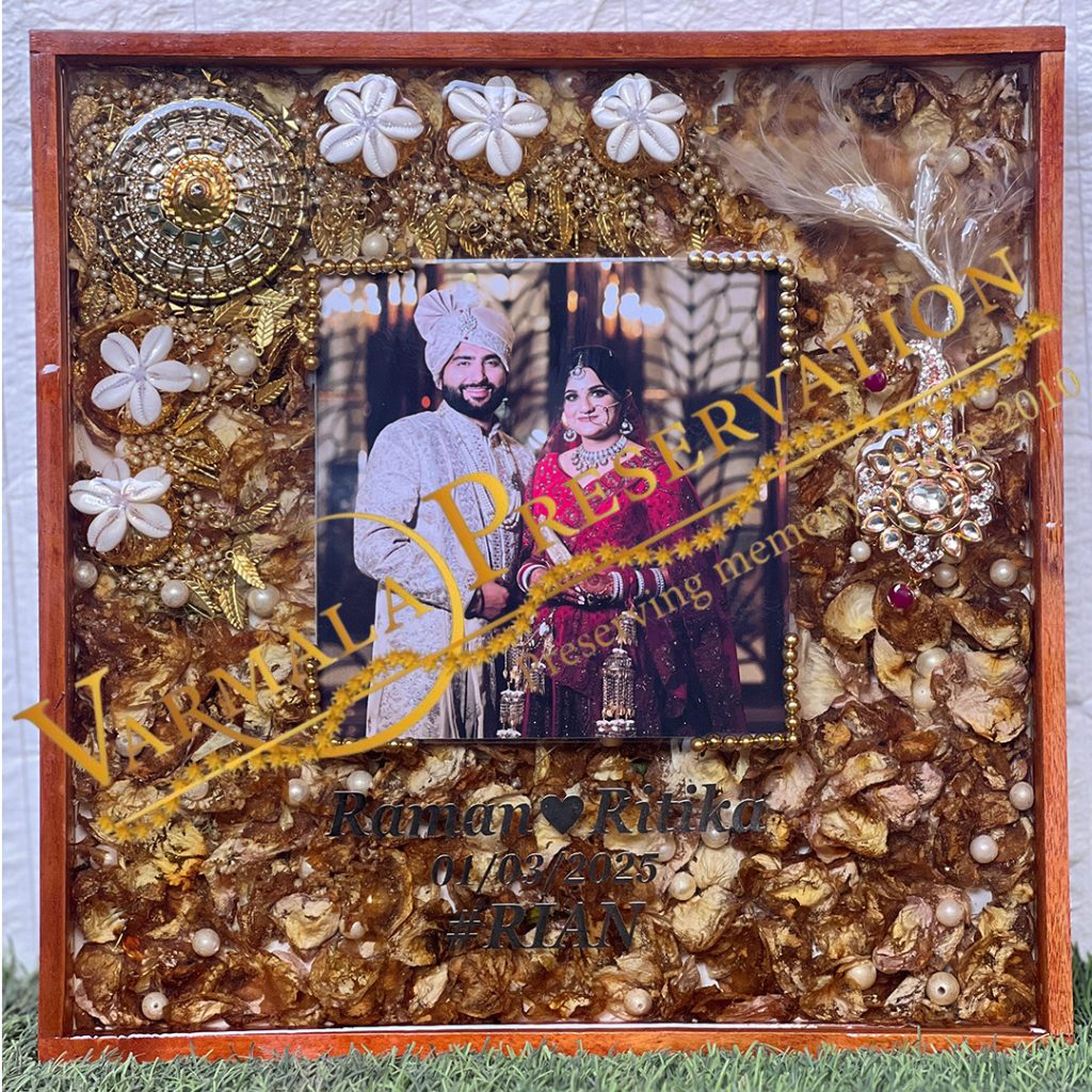 Custom Wedding Garland Preservation Resin Frame – 14×14 Inch