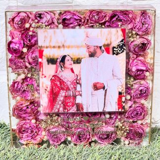 Couple Photo Varmala Flower Preservation Resin Frame – 8 Inch