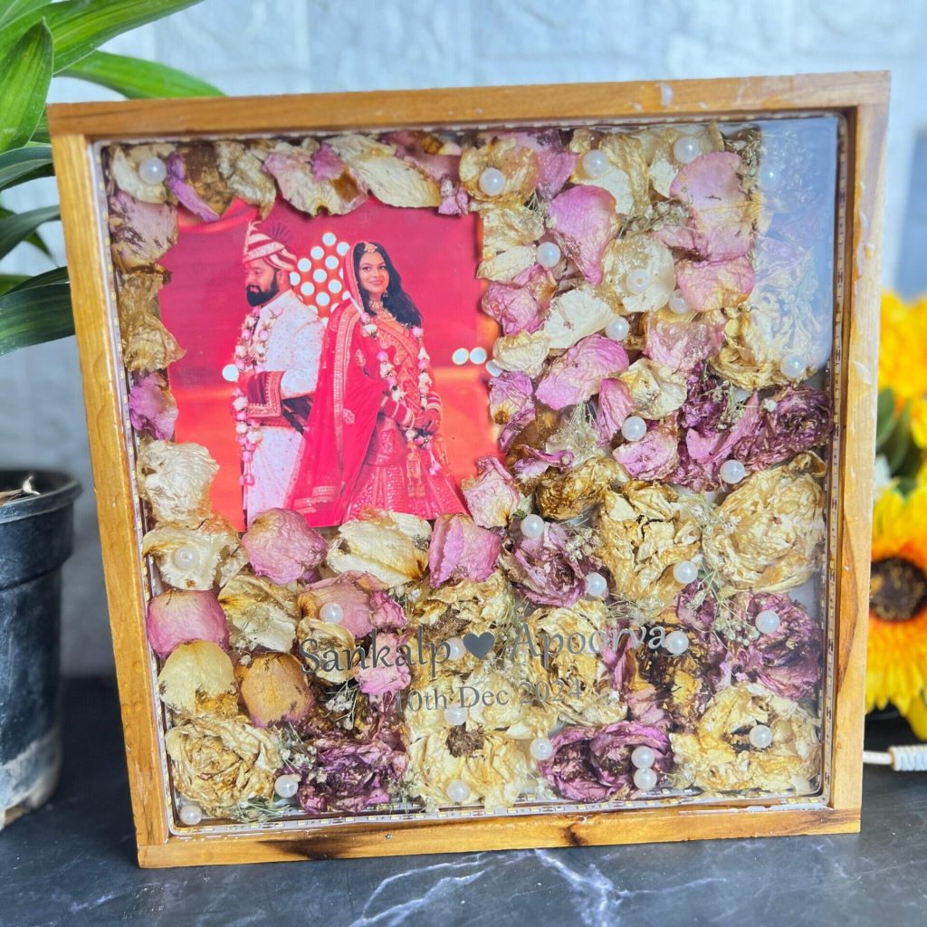 Wedding Flower Preservation in Wooden Resin Frame