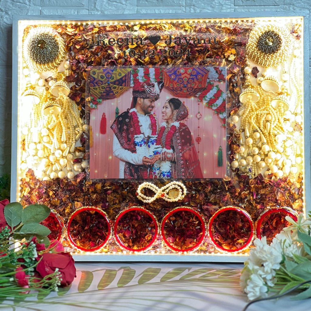 Full Jaimala Preservation Resin Frame with Kaleera & Chuda – 15×18 Inch