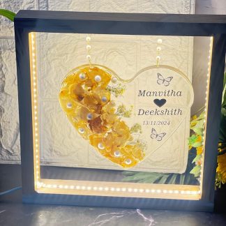 Wedding Flowers Preservation in Teakwood LED Frame