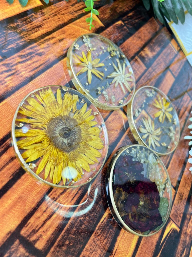 Resin Wedding Garland Preservation Coaster Set